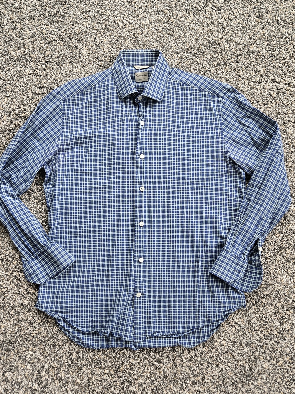 Culturata Tailored Fit Button Up Sz M 15 3/4 40 Made In Italy Long Sleeve